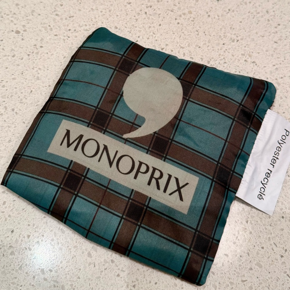 Monoprix Plaid Reusable Bag -rare - Picture 3 of 3